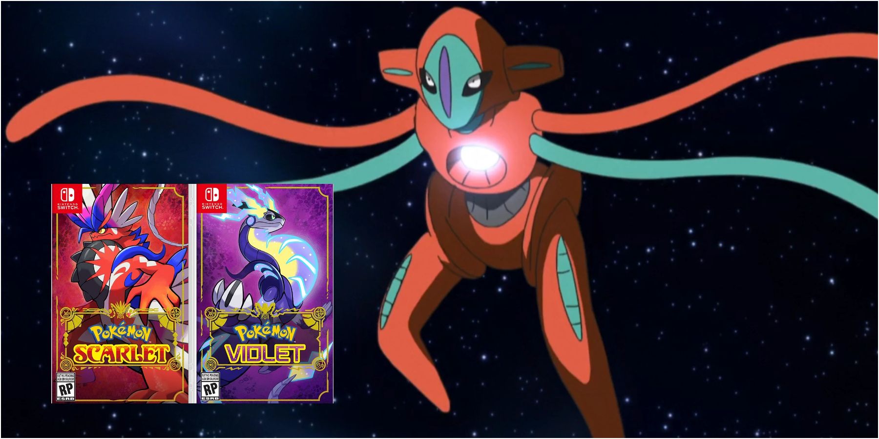 pokemon scarlet and violet covers plus deoxys in space