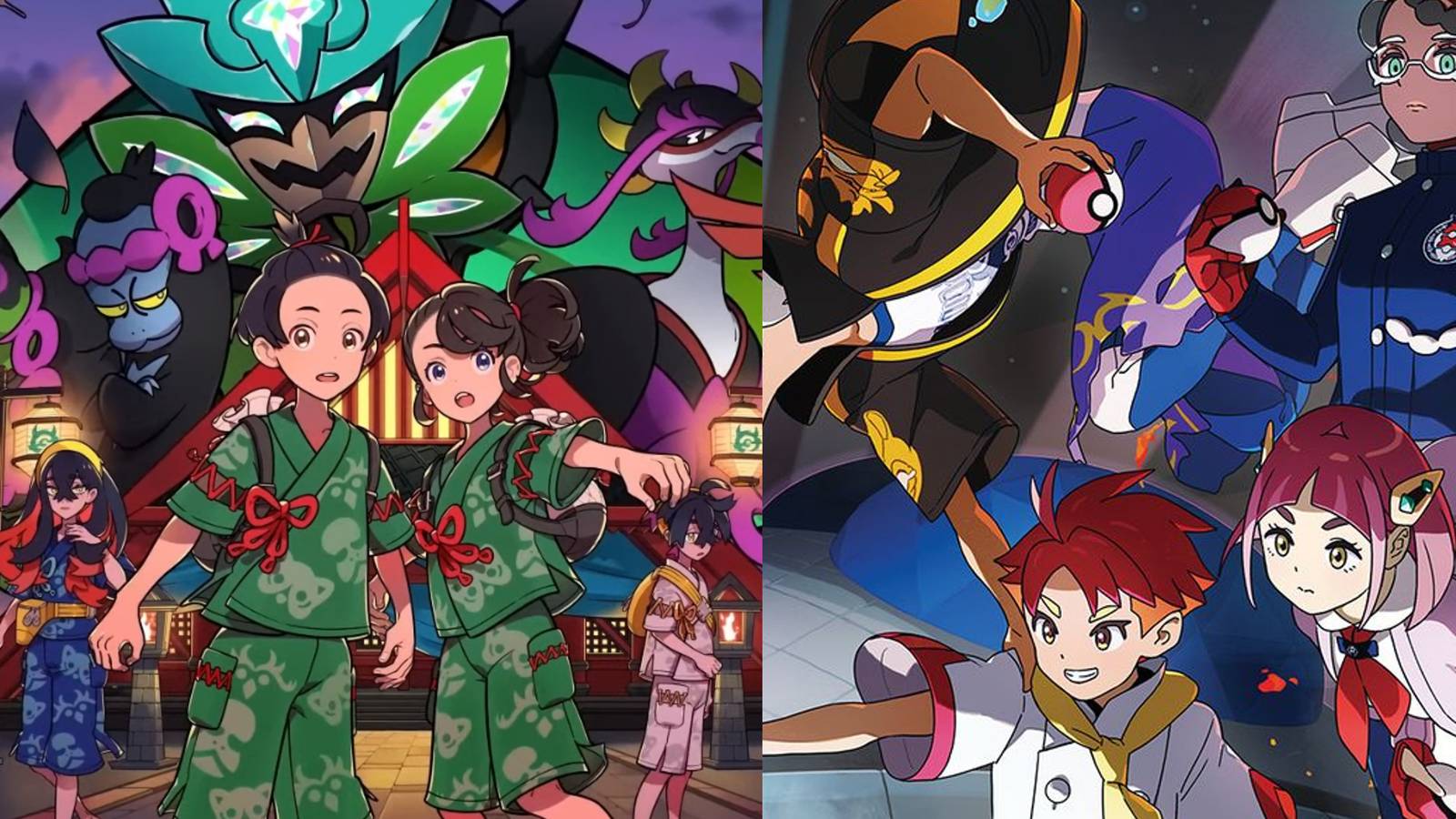 Promo art for The Teal Mask; promo art for The Indigo Disk