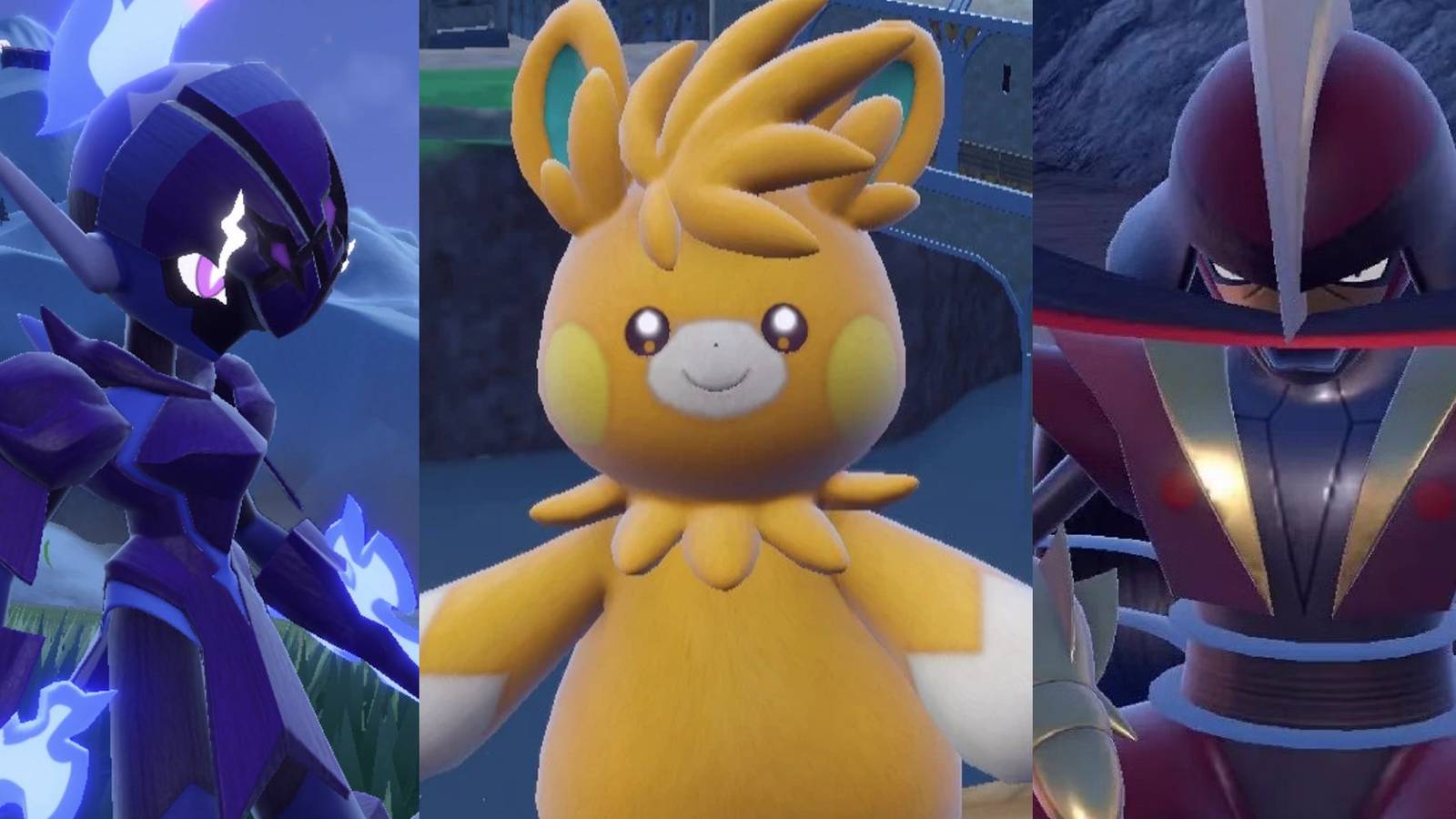 Ceruledge in Violet; Pawmot in Scarlet/Violet; Kingambit in Scarlet/Violet