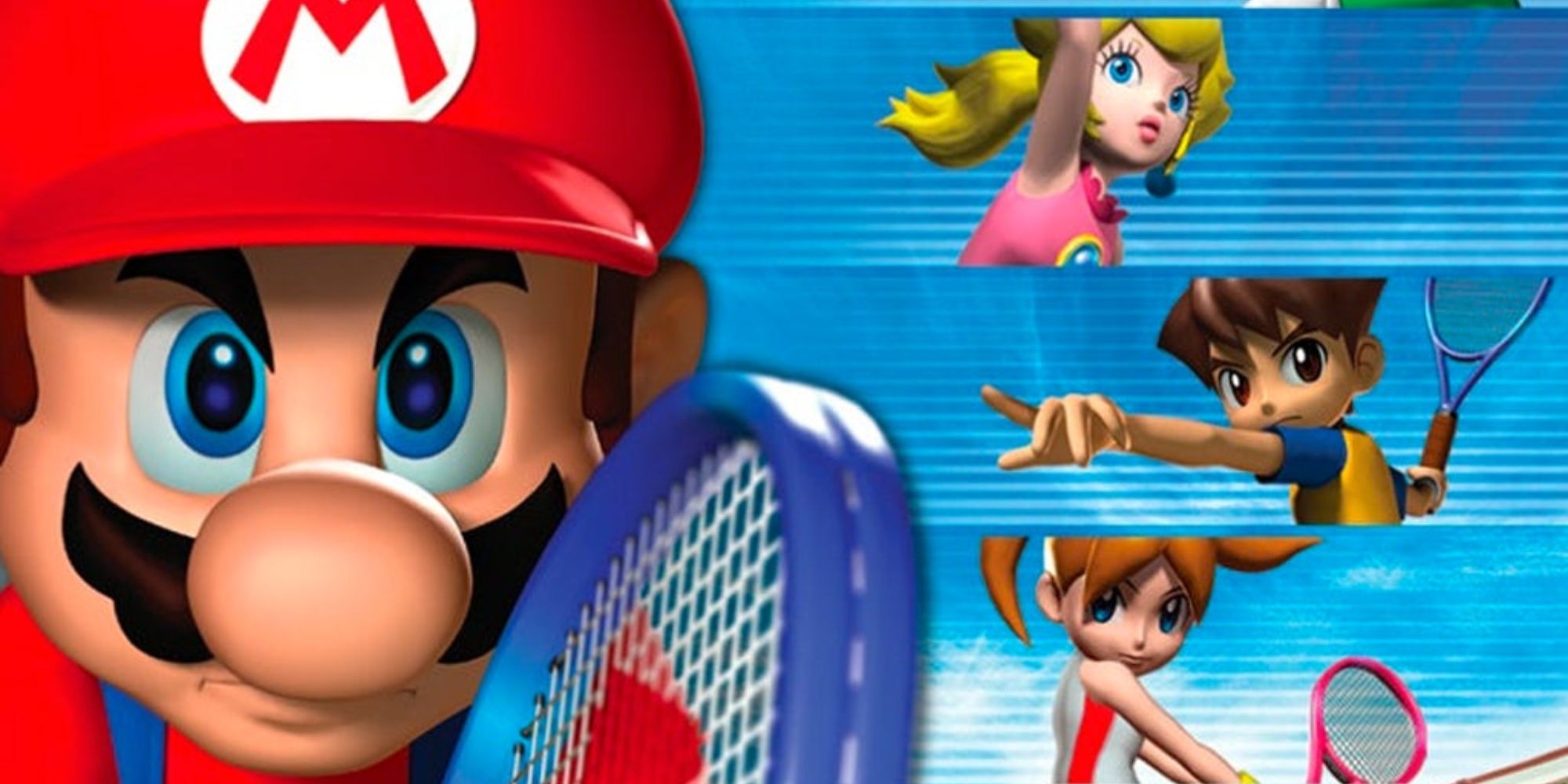 Mario, Peach, a boy, and a girl on the Mario Power Tour box art