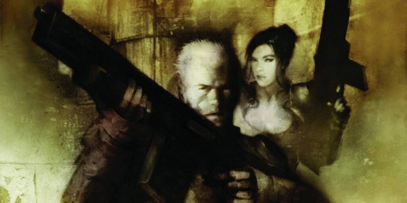 Promo art featuring Bill and Lucia in Contra Shattered Soldier