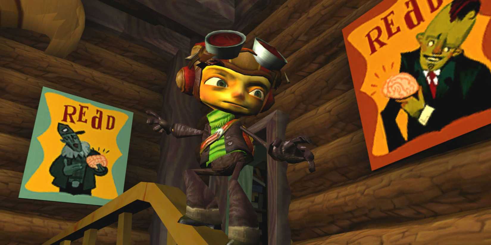 Psychonauts - Raz standing on a staircase railing
