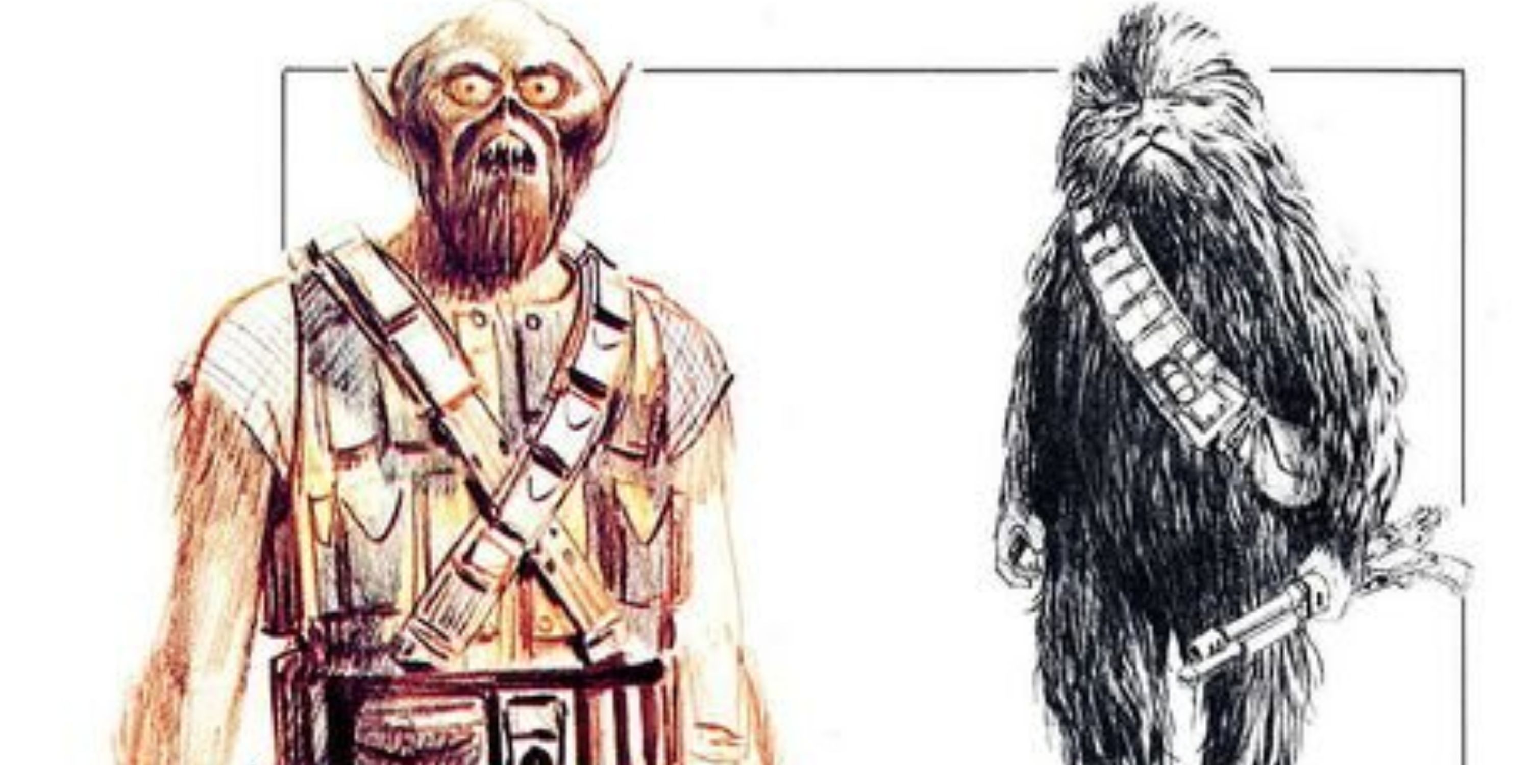 ralph mcquarrie's concept art for chewbacca