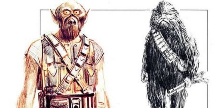 ralph mcquarrie's concept art for chewbacca
