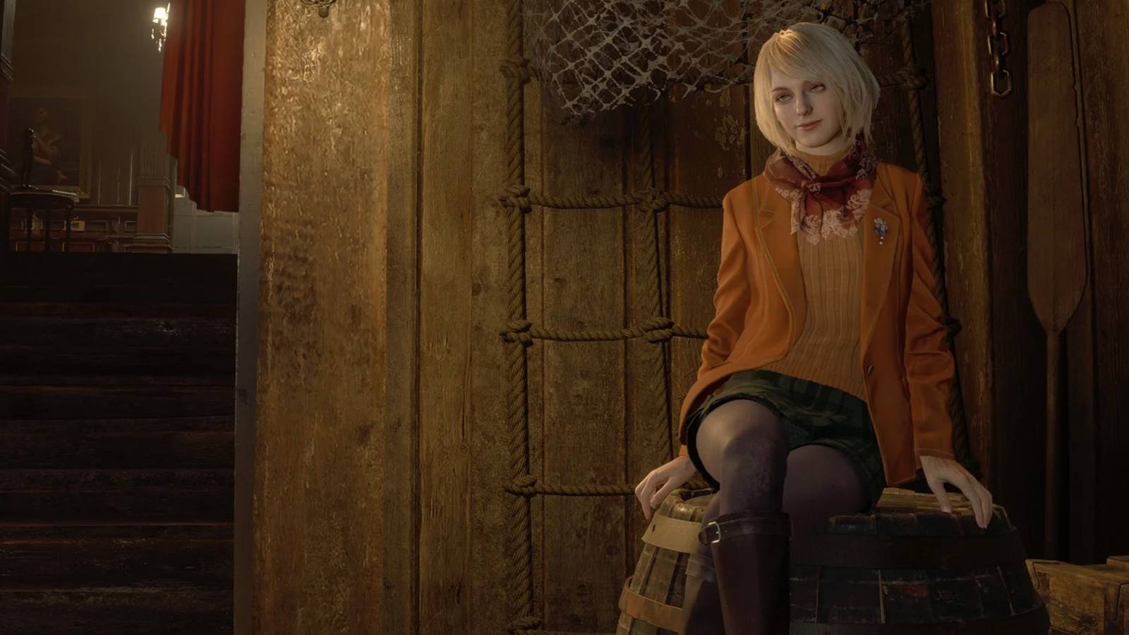 RE4 Ashley Sitting On A Barrel