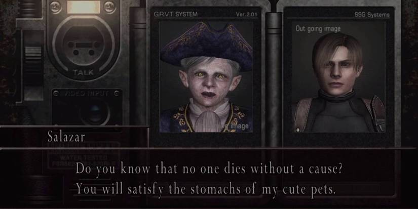 Salazar making threats to Leon's life over his radio.