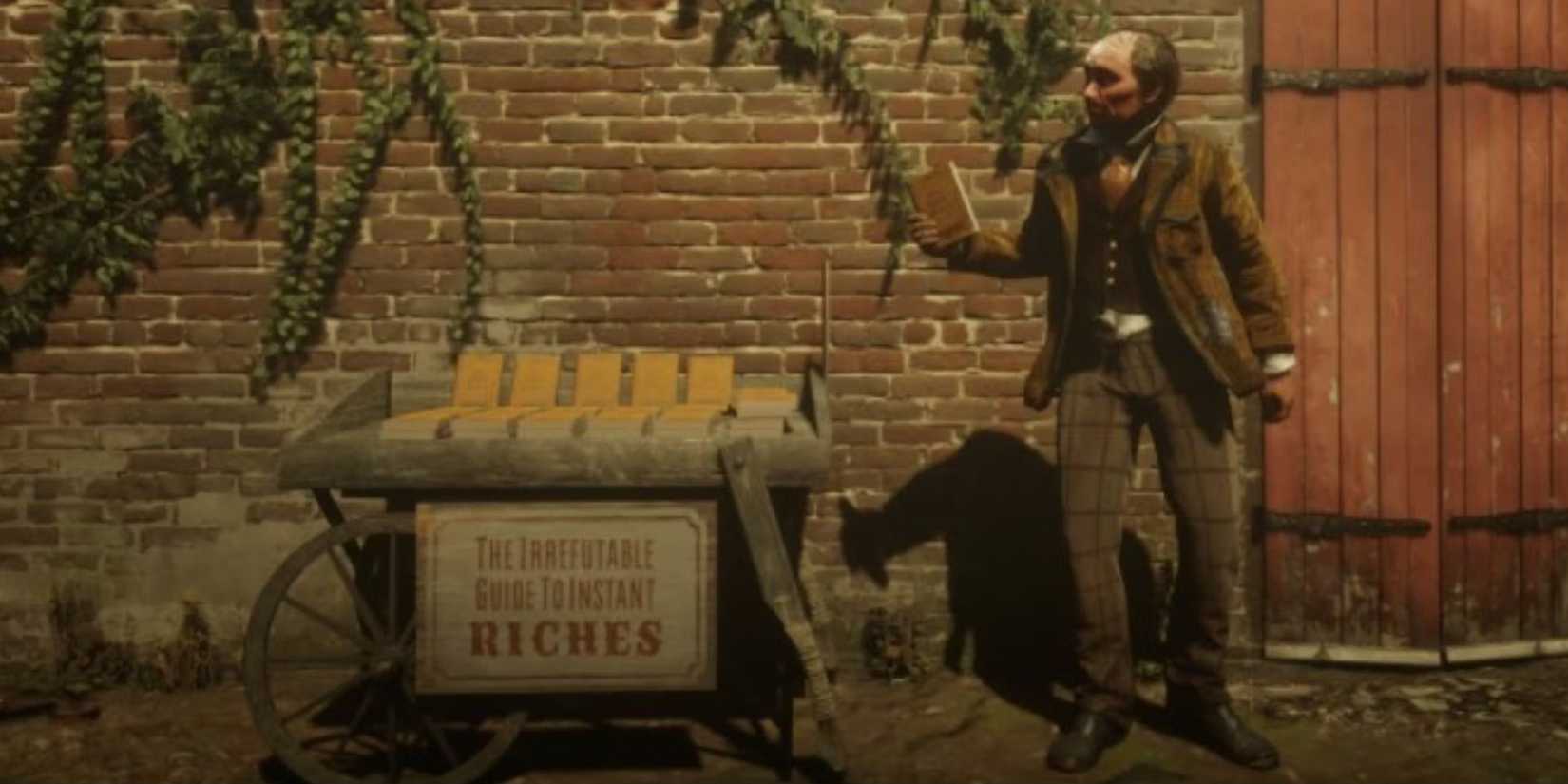 Timothy Donahue Selling His Book by The Side Of The Road In Red Dead Redemption 2 