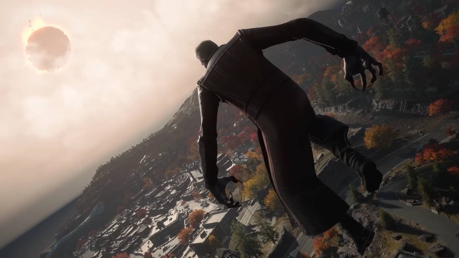 Redfall flying Vampire with blacked out sun trailer screenshot