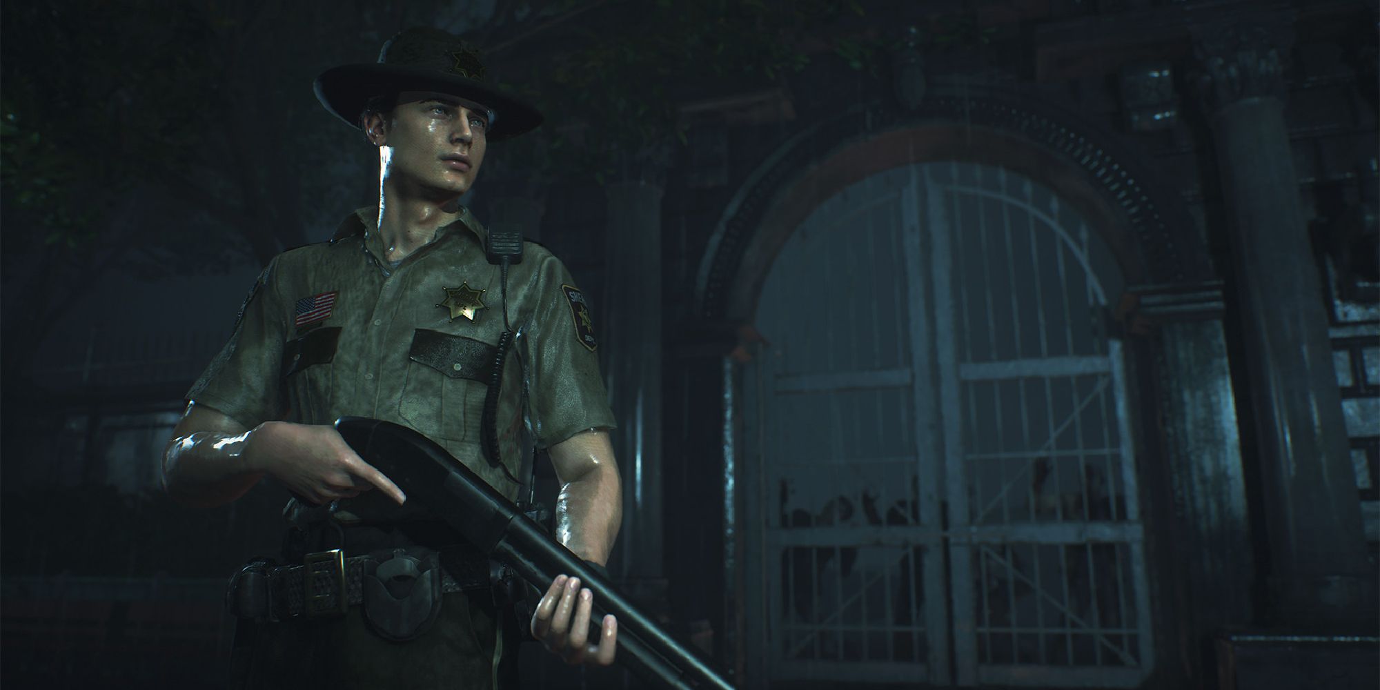 Leon in an alternate Sheriff outfit in the REmake 2