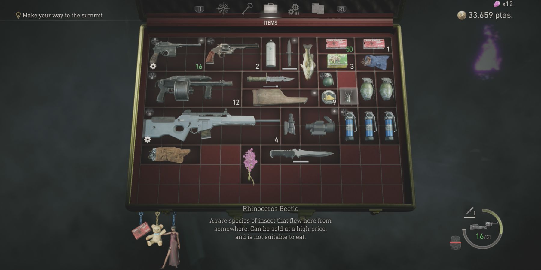 resident evil 4 remake case charm perks stat bonus reward shooting range