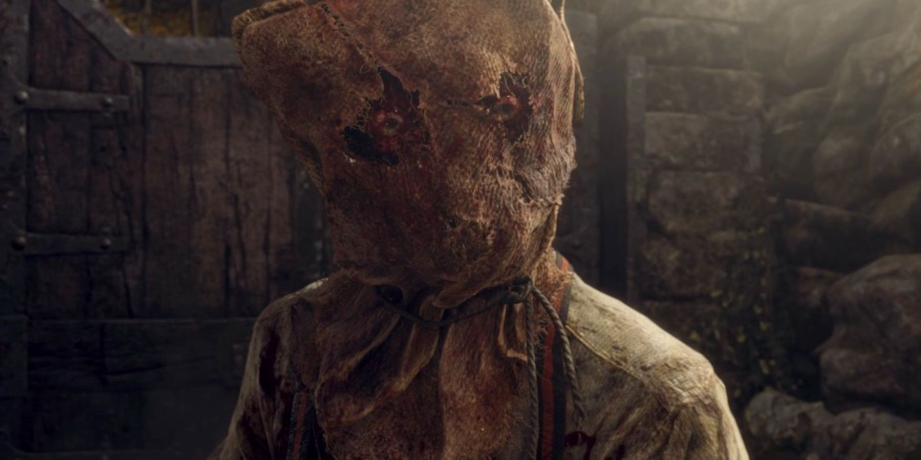 resident evil 4 remake chainsaw bag sack head