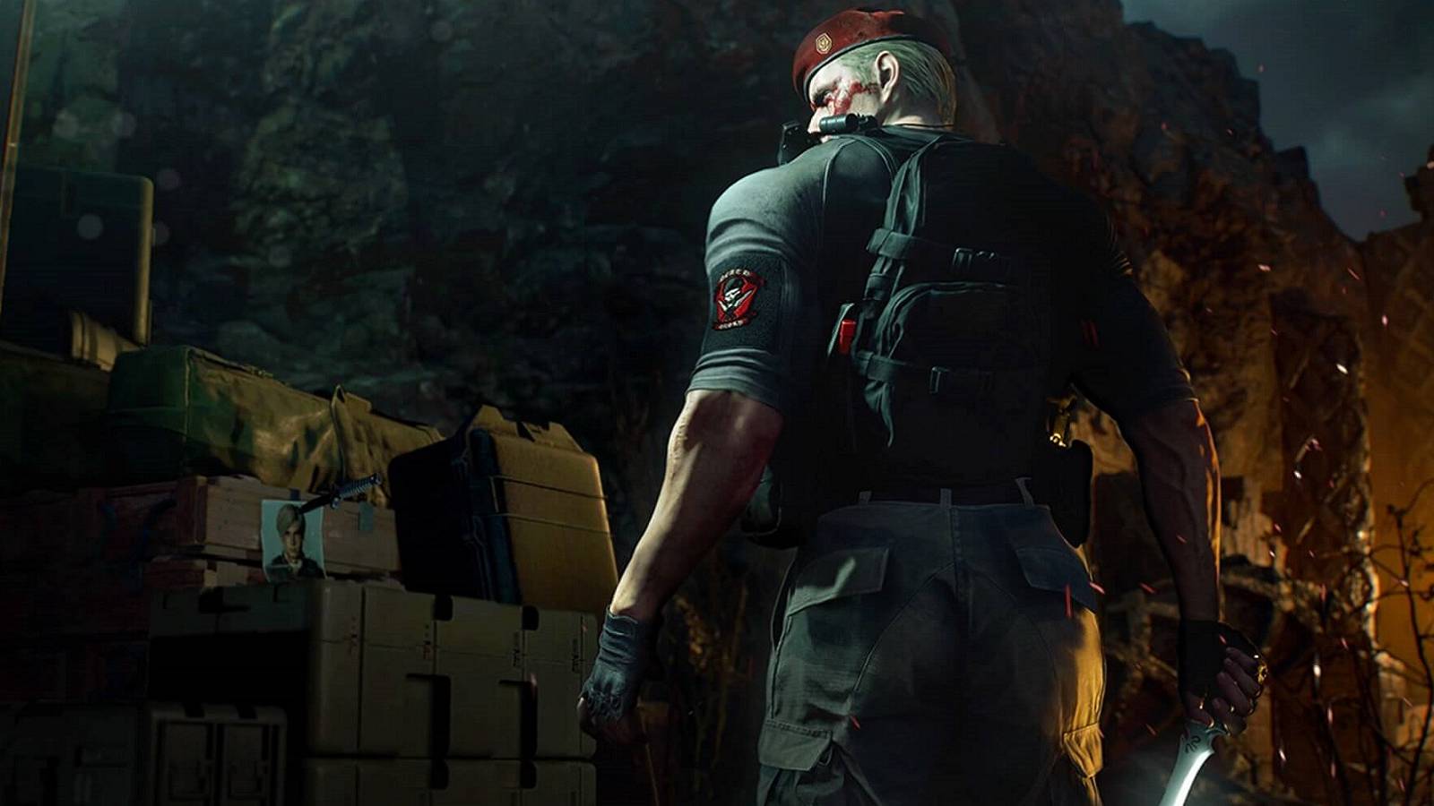 Image from the Resident Evil 4 remake showing Major Jack Krauser with his back to the camera.