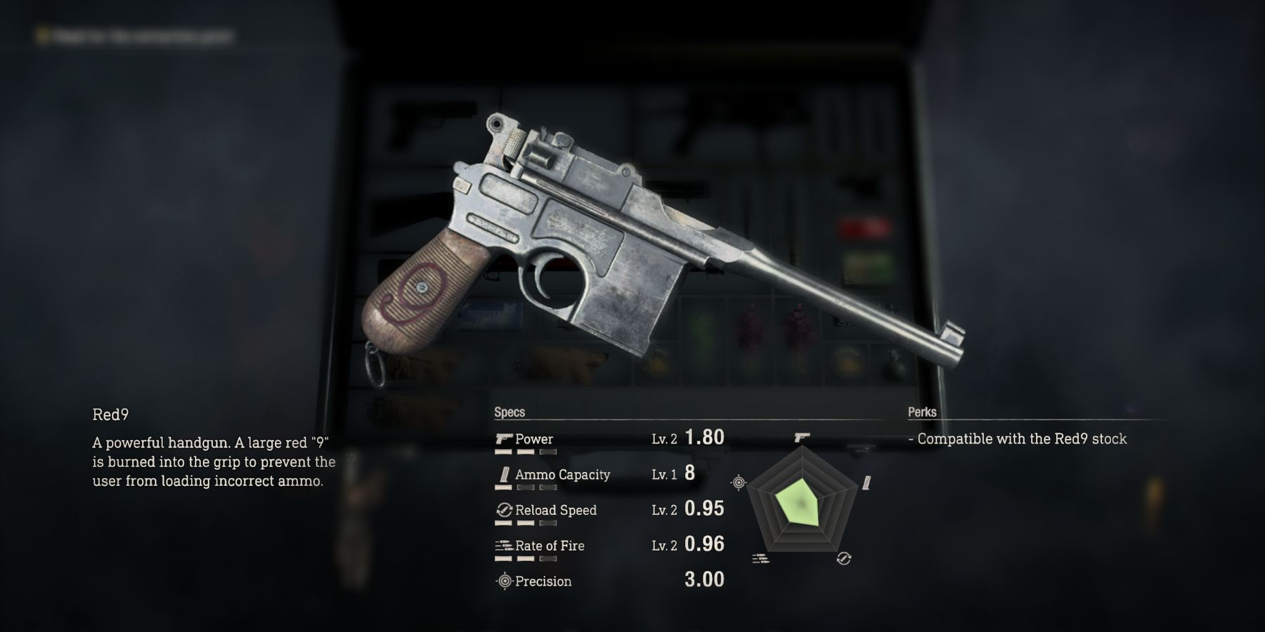 image showing the red9 pistol in the resident evil 4 remake.