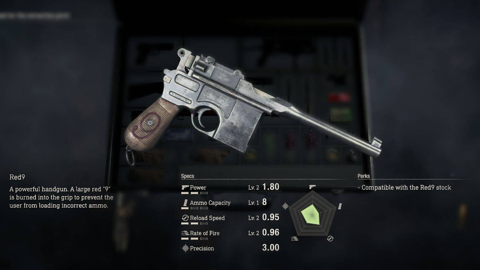 image showing the red9 pistol in the resident evil 4 remake.