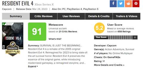 Resident Evil 4 Remake vira alvo de review bomb no Metacritic