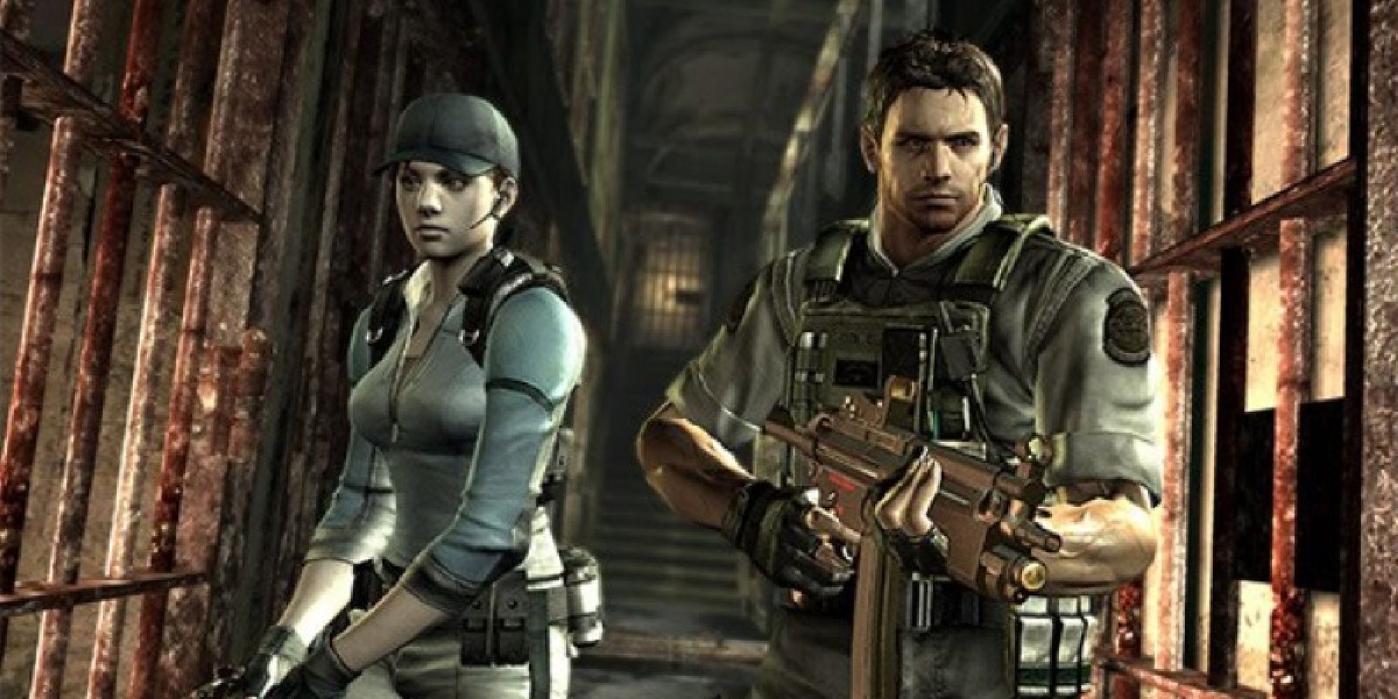 Chris and Jill from the Lost in Nightmares DLC, locked and loaded. 