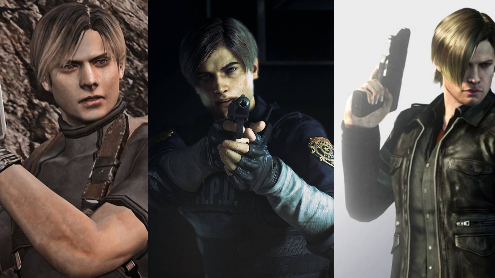 Leon as shown in the three different games he stars in: 4, 2 and 6