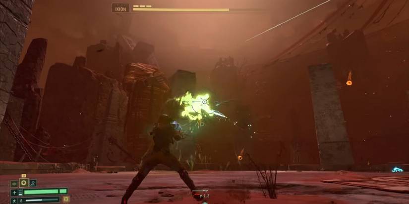 Using the Coilspine Shredder against Ixion in Returnal.