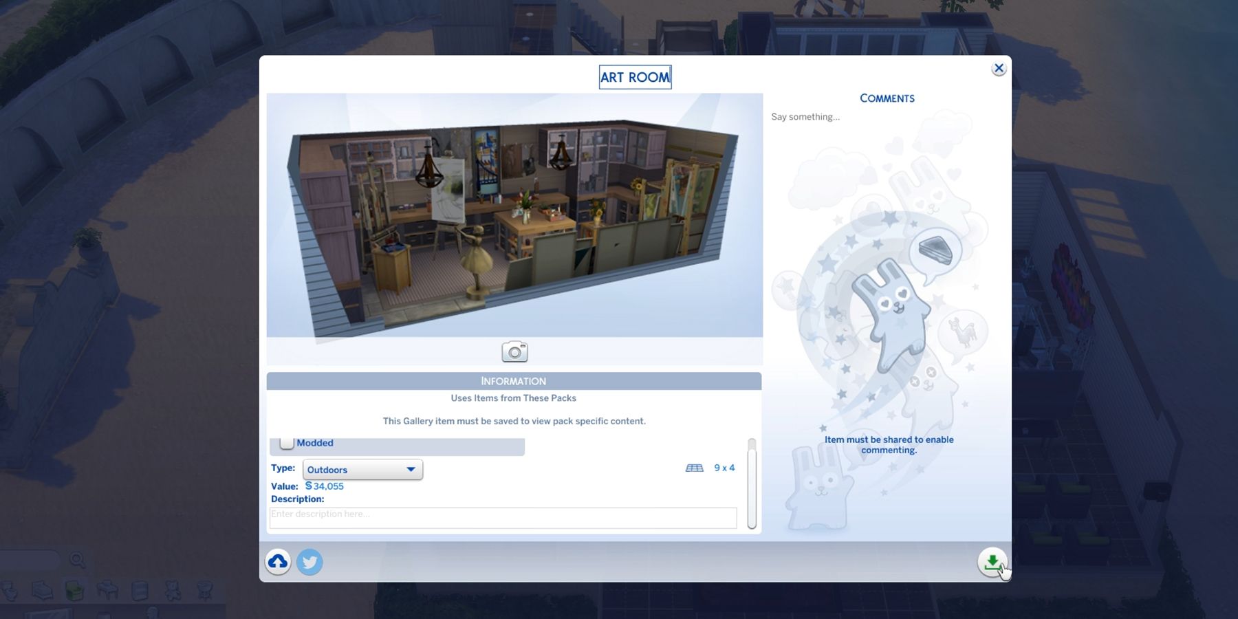 saving a room to the gallery in the sims 4