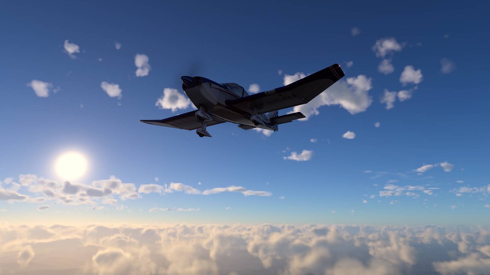 Screenshot from X-Plane 12 of a Robin aircraft