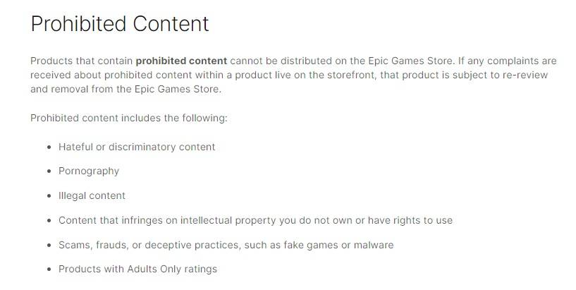 epic games prohibited