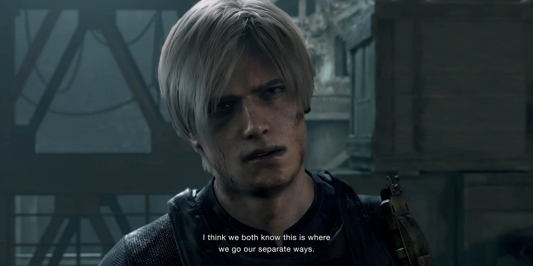 Leon separating from Ada in Resident Evil 4.