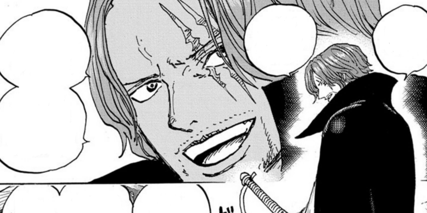 Shanks smiling in the manga
