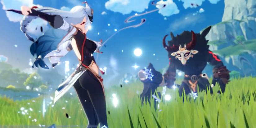 shenhe attacking in genshin impact