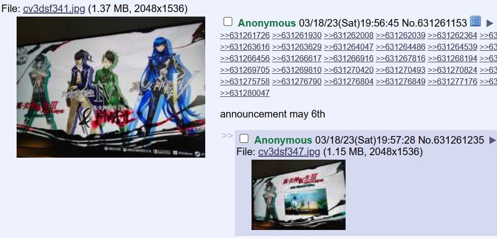 Shin Megami Tensei 3 4 4A 5 Xbox Game Pass announcement leak 4chan