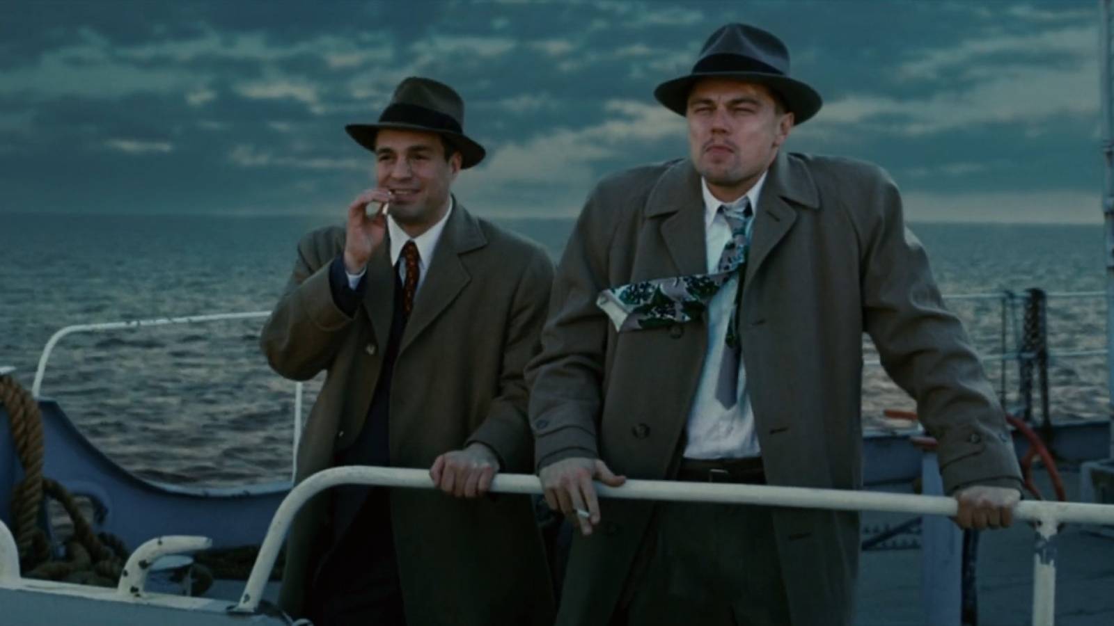 Mark Ruffalo and Leonardo Dicaprio in Shutter Island ferry opening scene