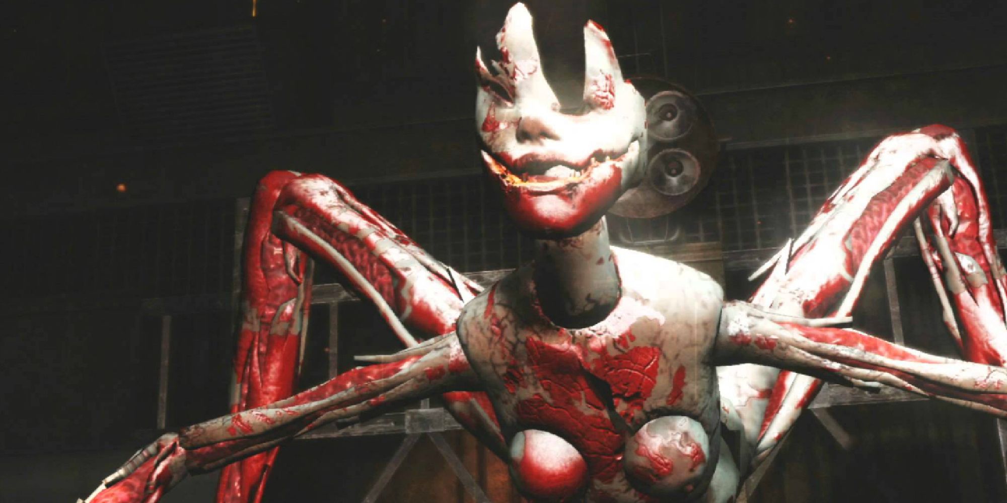 Close-up of the bloody mannequin like creature known as Scarlet. 