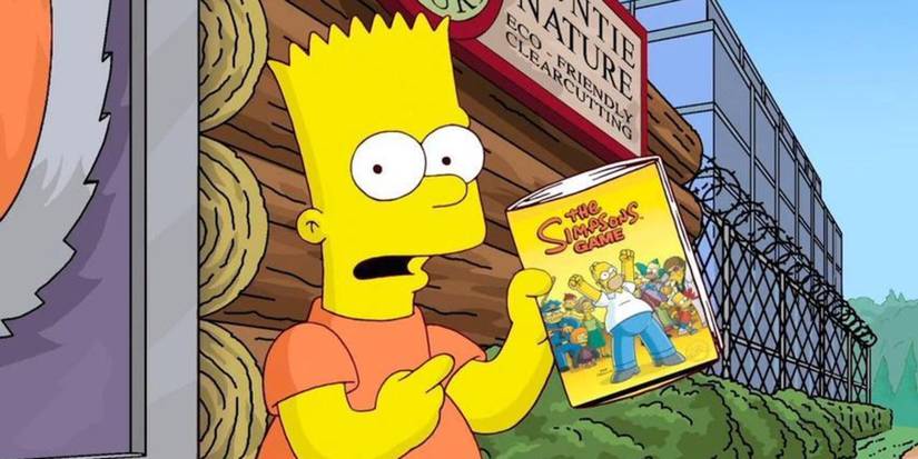 Bart holding a manual for the Simpsons Game