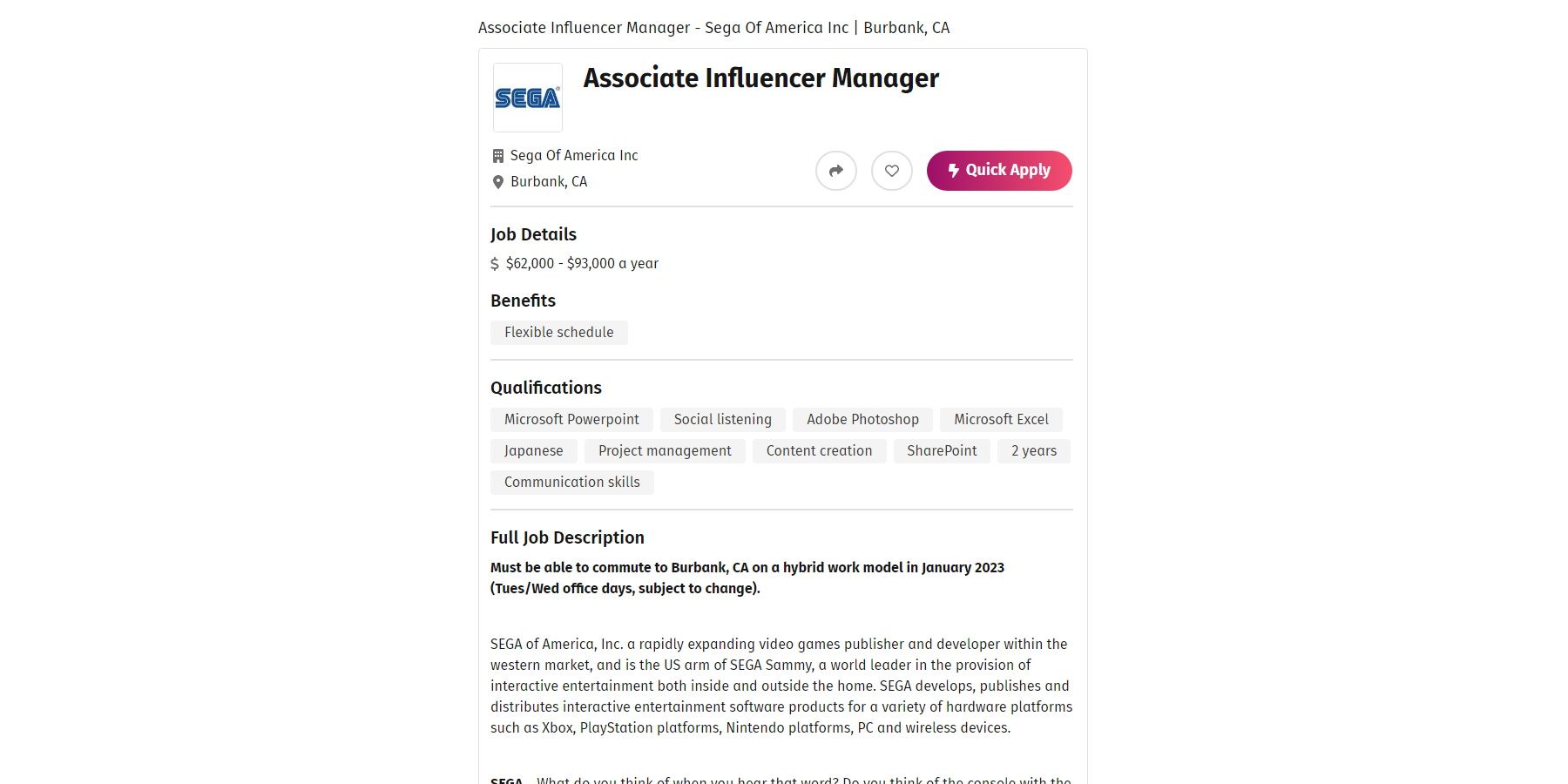 sonic-social-media-influencer-manager-job-listing
