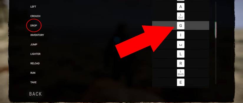 image showing the drop button in sons of the forest.