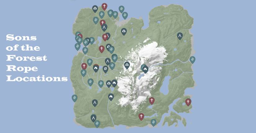 map showing all rope locations in sons of the forest. 