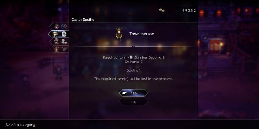 Soothing an NPC in Octopath Traveler 2