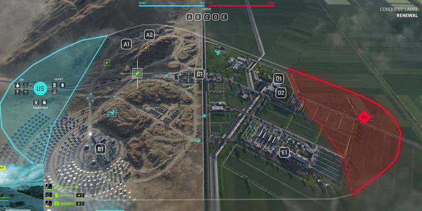 A map from Battlefield 2042 that shows the various respawn locations