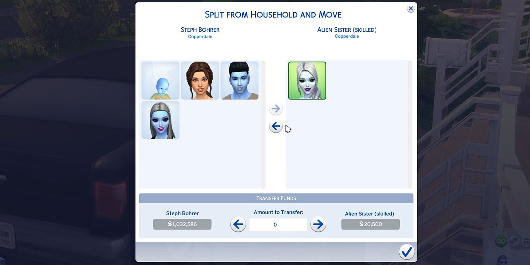 split household option in the sims 4