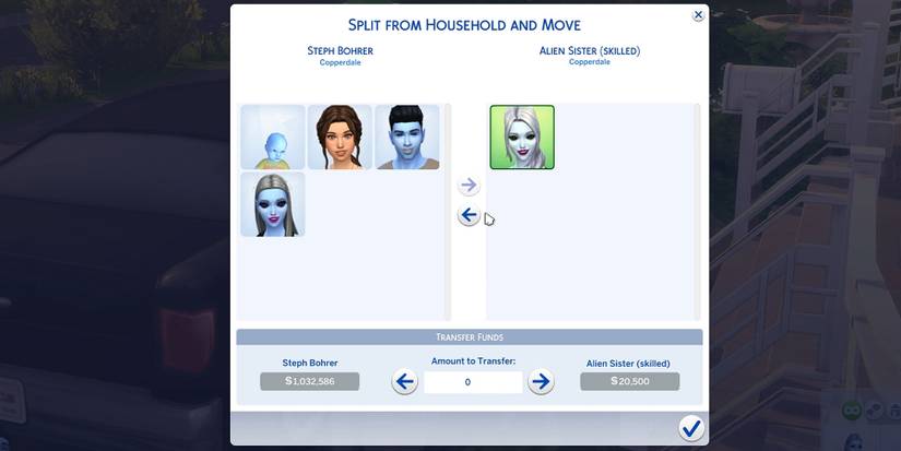 split household option in the sims 4