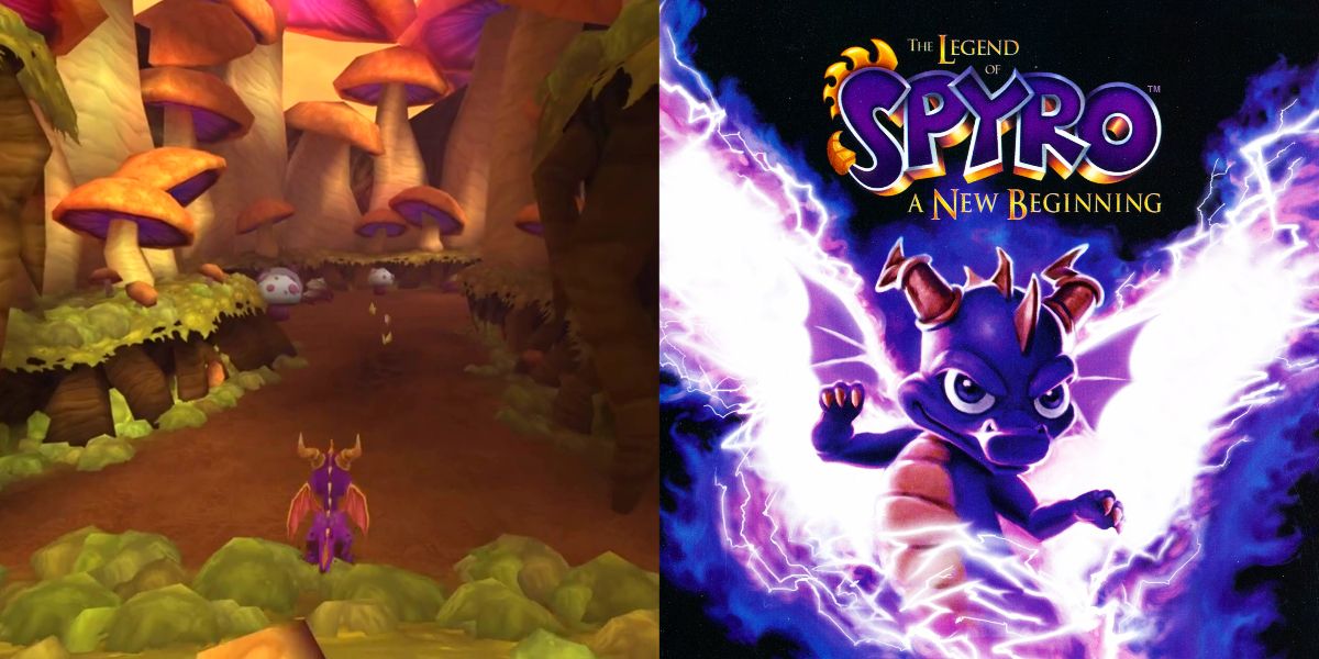 The cover art and gameplay of Spyro A New Beginning