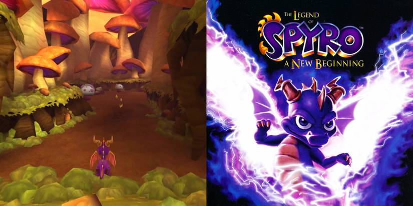 The cover art and gameplay of Spyro A New Beginning
