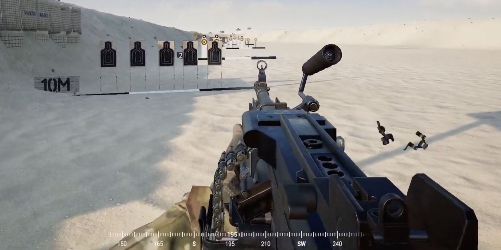 Player uses a light machine gun to destroy enemies
