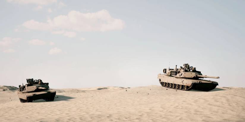 Player shoots a cannon at infantry units in an M1A2