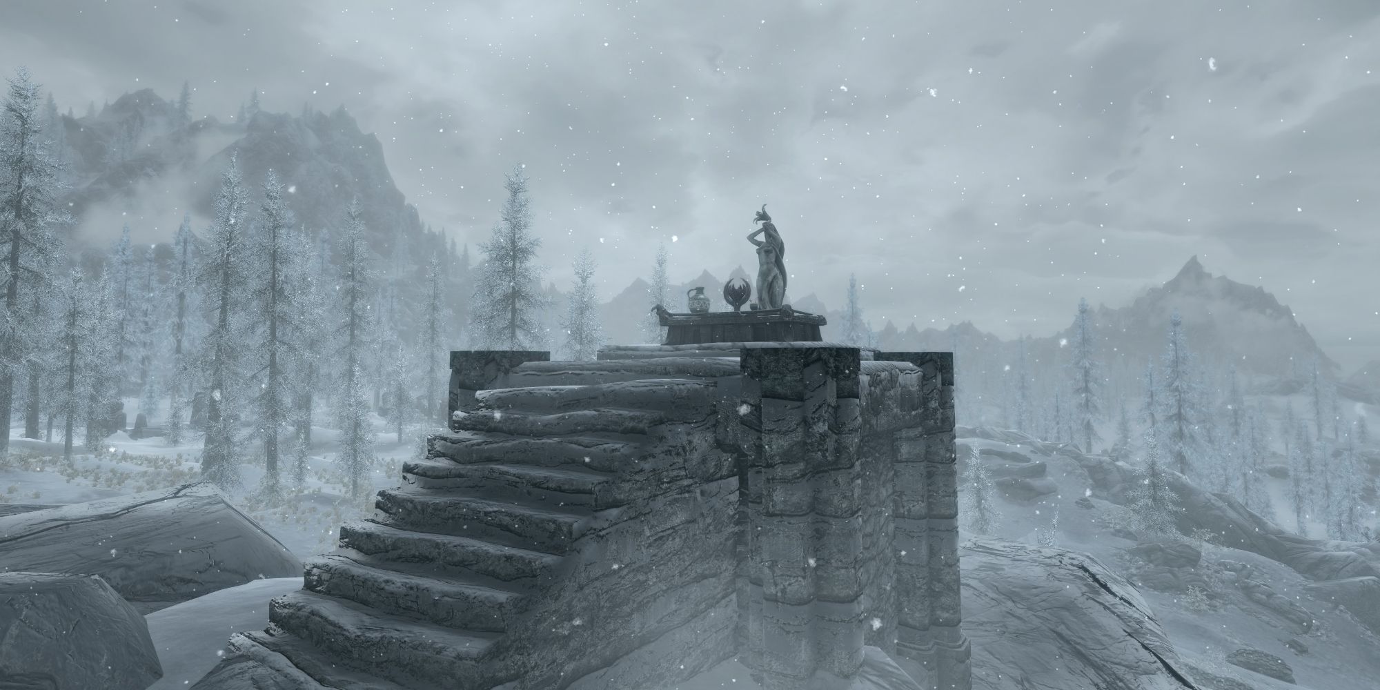 Skyrim Dibella Shrine overlooking the Pale