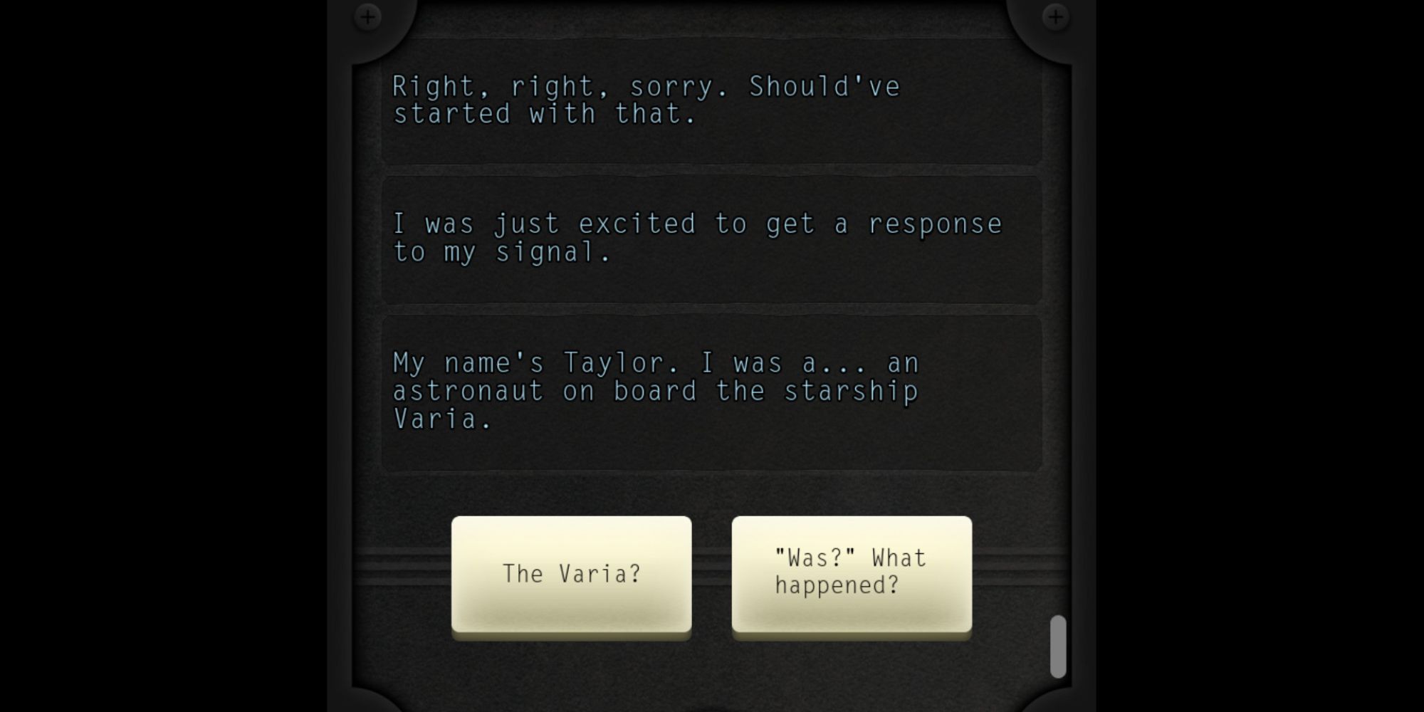 Dialogue options in Lifeline