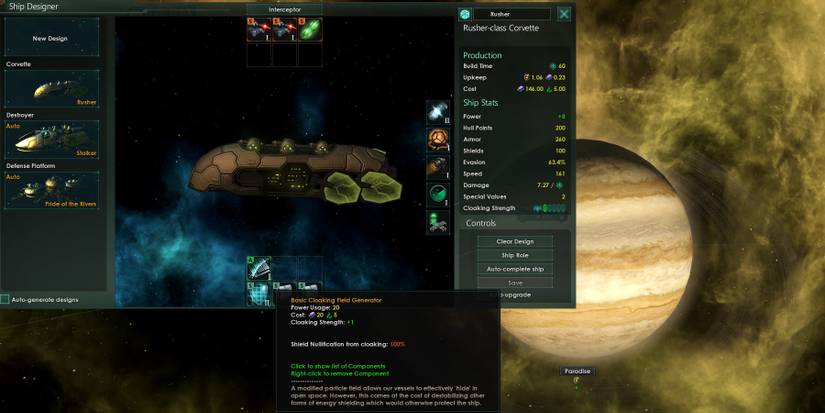 Stellaris Cloaked Component in Ship Designer