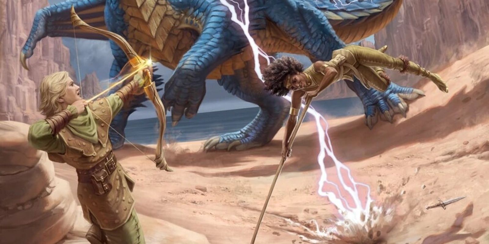 Hank and Diana from the Dungeons & Dragons TV show fighting a dragon on the Dragon of Stormwreck Isle cover.