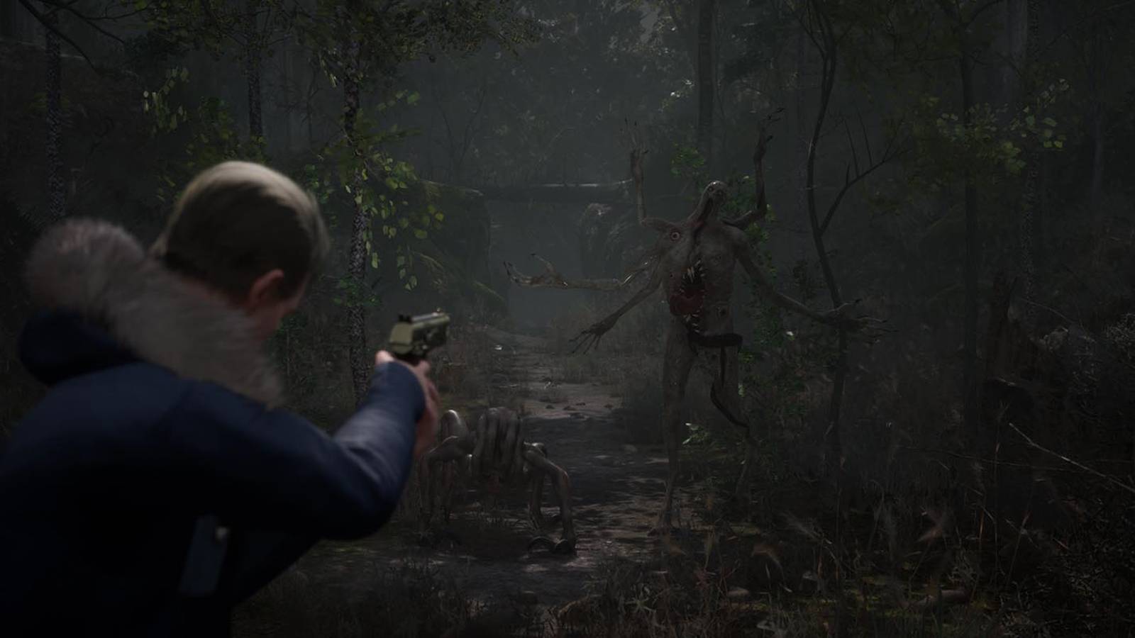 Screenshot from Stray Souls showing the player shooting a monster