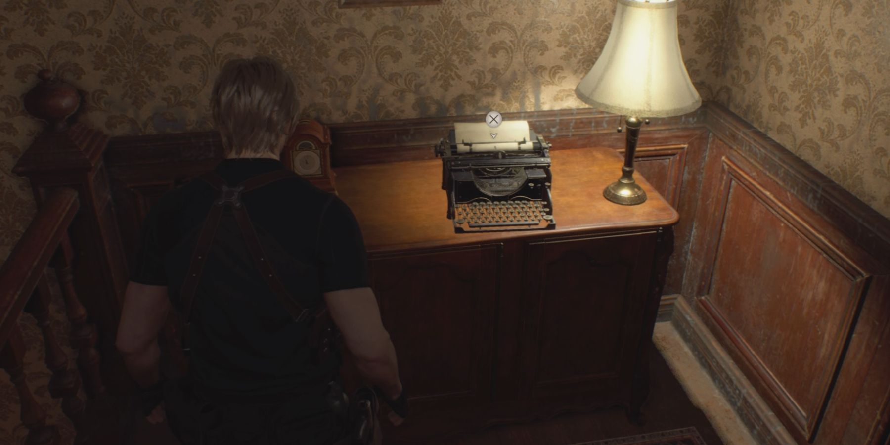 Leon finds a Typewriter in Resident Evil 4 Remake