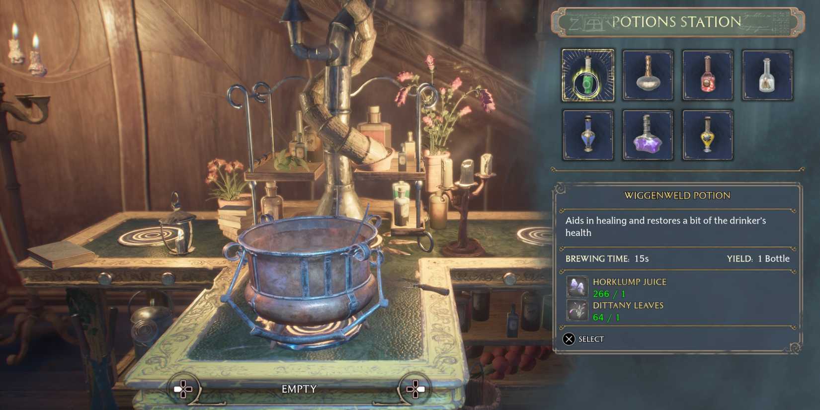 Brewing Wiggenweld Potions in Hogwarts Legacy